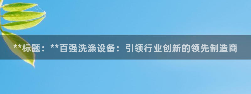 彩神vll官网在线登录：**标题：**百强洗涤设备：引领行业创新的领先制造商