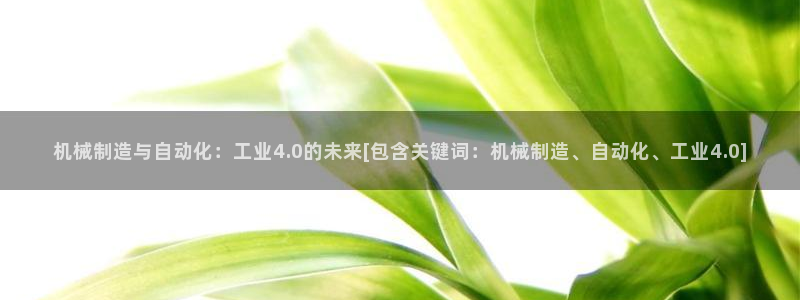 彩神V官网：机械制造与自动化：工业4.0的未来[包含关键词：